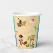 可愛い宝地図ピンクの女の子海賊誕生日パーティー 紙コップ (裏面)