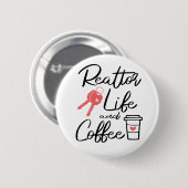 可愛い実在エステートエージェントブローカーコーヒーオーバー不動産仲介業者 缶バッジ (正面&裏面)