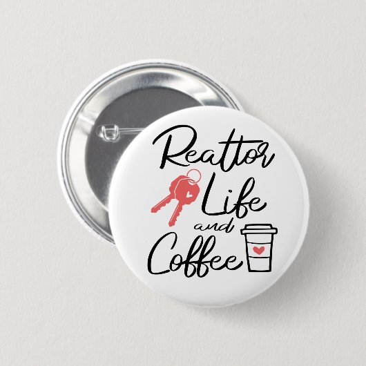 可愛い実在エステートエージェントブローカーコーヒーオーバー不動産仲介業者 缶バッジ (正面&裏面)