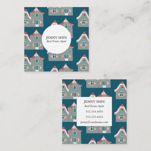 可愛い家実在家家代理ブローカー不動産仲介業者リース スクエア名刺 (正面/裏面)