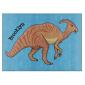 可愛い寄生虫恐竜の漫画イラストレーション カッティングボード (正面)