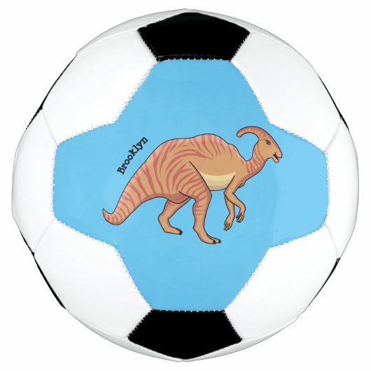 可愛い寄生虫恐竜の漫画イラストレーション サッカーボール (正面)