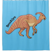 可愛い寄生虫恐竜の漫画イラストレーション シャワーカーテン (正面)