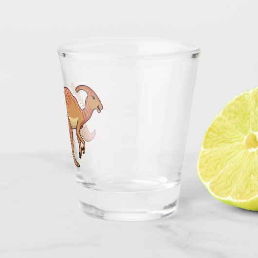 可愛い寄生虫恐竜の漫画イラストレーション ショットグラス (右)