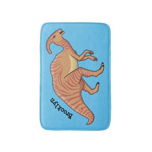 可愛い寄生虫恐竜の漫画イラストレーション バスマット (正面縦)