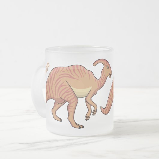 可愛い寄生虫恐竜の漫画イラストレーション フロストグラスマグカップ (正面左)