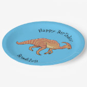 可愛い寄生虫恐竜の漫画イラストレーション ペーパープレート (アングル)