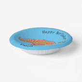 可愛い寄生虫恐竜の漫画イラストレーション ペーパーボウル (傾斜あり)