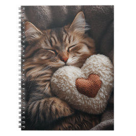 可愛い寝台用ハート枕付き猫 ノートブック