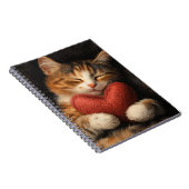 可愛い寝台用ハート枕付き猫 ノートブック (右側)