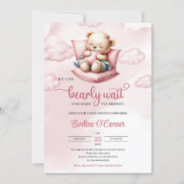 可愛い寝熊がベビー待ち 招待状