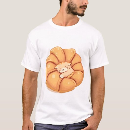 可愛い寝猫カールTシャツ Tシャツ (正面)
