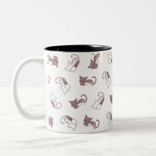 可愛い寝猫パターンII ツートーンマグカップ (左)