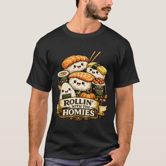 可愛い寿司と仲間たち Tシャツ (正面)