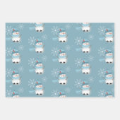 可愛い小さい雪だるま柄ラッピング紙シート ラッピングペーパーシート (正面2)