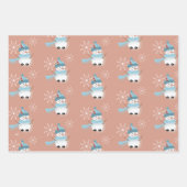 可愛い小さい雪だるま柄ラッピング紙シート ラッピングペーパーシート (正面)