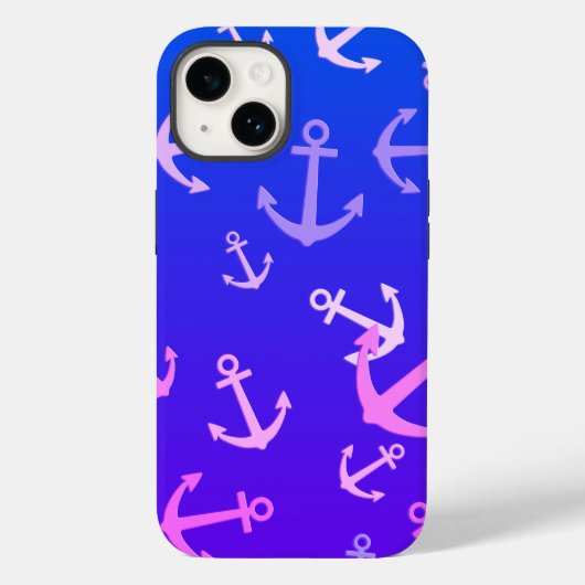 可愛い小さないかりブルー/紫のiPhoneカバー Case-Mate iPhoneケース (裏面)
