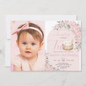 可愛い小さなお団子と桜の2歳の誕生日 招待状 (正面)