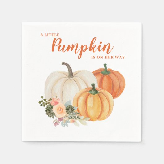 可愛い小さなかぼちゃ燃えたオレンジ色の赤ちゃんシャワー スタンダードカクテルナプキン (正面)