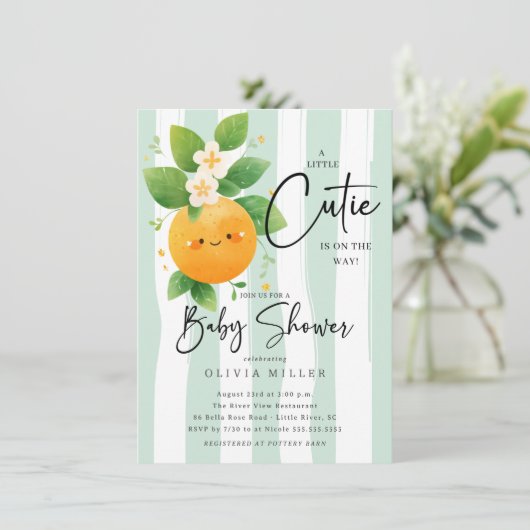 可愛い小さなかわいこちゃん赤ちゃんシャワー 招待状 (スタンド正面)