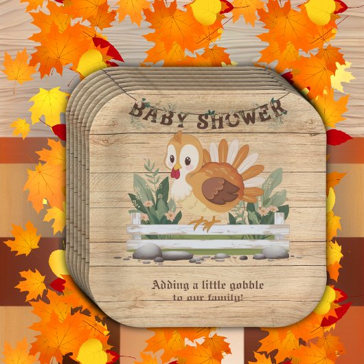 可愛い小さなごぶ七面鳥の赤ちゃんシャワー ペーパープレート