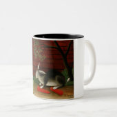 可愛い小さなウサギ(ペット動物) (アンリ・ルソー) ツートーンマグカップ (正面右)