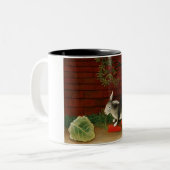 可愛い小さなウサギ(ペット動物) (アンリ・ルソー) ツートーンマグカップ (正面左)