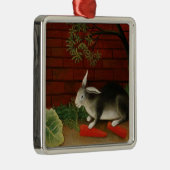 可愛い小さなウサギ（ペット動物） （アンリ・ルソー） メタルオーナメント (右)