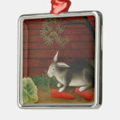 可愛い小さなウサギ（ペット動物） （アンリ・ルソー） メタルオーナメント (左)