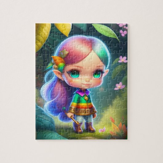 可愛い小さなエルフの女の子 ジグソーパズル (縦)