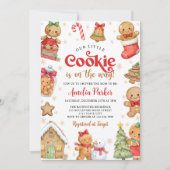 可愛い小さなクッキーの冬のクリスマスベビーシャワー 招待状 (正面)