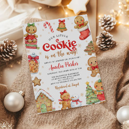 可愛い小さなクッキーの冬のクリスマスベビーシャワー 招待状