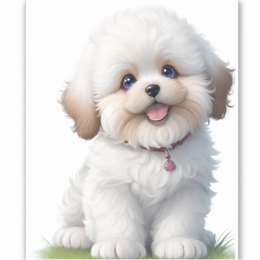 可愛い小さなシーズー(犬)子犬の恋人 シール (正面)