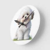 可愛い小さなシーズー（犬）子犬の恋人 ラウンド壁時計 (傾斜)