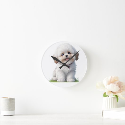 可愛い小さなシーズー（犬）子犬の恋人 ラウンド壁時計 (ホーム)