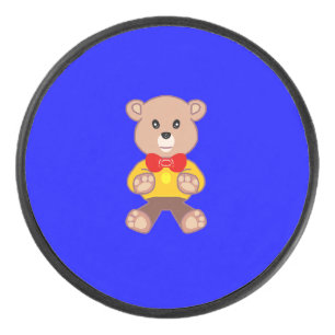 可愛い小さなテディベアがブルーパックに アイスホッケーパック