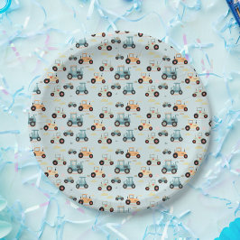 可愛い小さなトラクターパターンブルーペーパーナプキン ペーパープレート