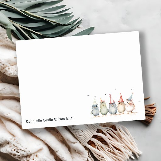 可愛い小さなパーティー鳥任意の年齢子供の誕生日 ノートカード