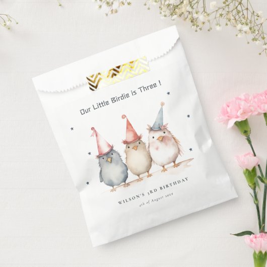 可愛い小さなパーティー鳥任意の年齢子供の誕生日 フェイバーバッグ (封をした状態)