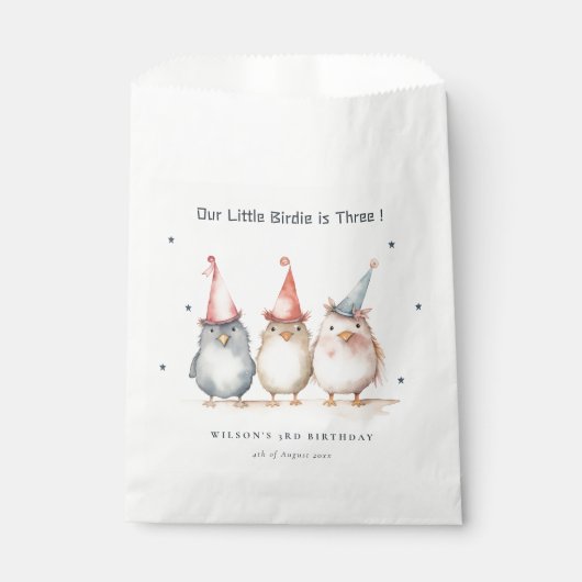 可愛い小さなパーティー鳥任意の年齢子供の誕生日 フェイバーバッグ (正面)