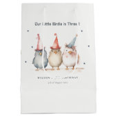 可愛い小さなパーティー鳥任意の年齢子供の誕生日 ミディアムペーパーバッグ (裏面)