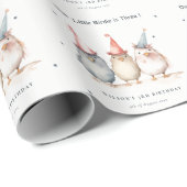 可愛い小さなパーティー鳥任意の年齢子供の誕生日 ラッピングペーパー (ロールコーナー)