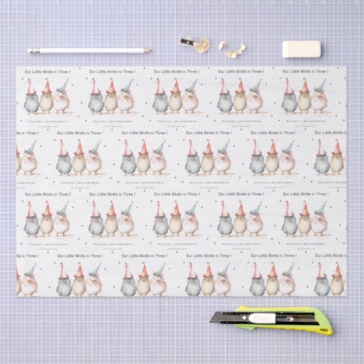 可愛い小さなパーティー鳥任意の年齢子供の誕生日 薄葉紙 (クラフト)