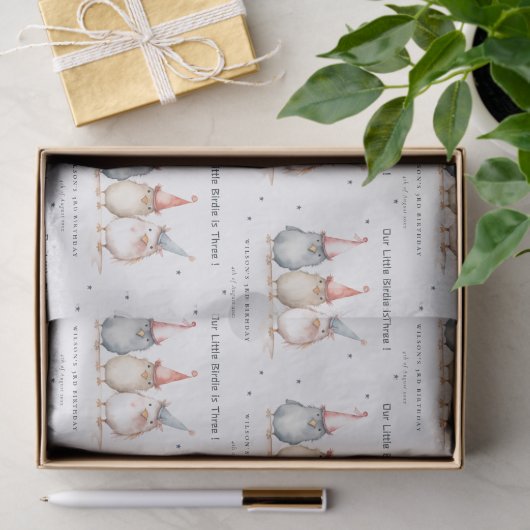 可愛い小さなパーティー鳥任意の年齢子供の誕生日 薄葉紙 (ギフト)