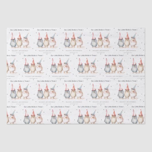 可愛い小さなパーティー鳥任意の年齢子供の誕生日 薄葉紙 (正面)