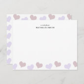 可愛い小さなピンクのラベンダーハート子供文房具 ノートカード (正面/裏面)