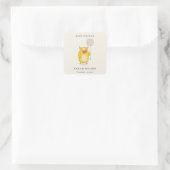 可愛い小さなピンク黄色の幸せなモンスターベビーシャワー スクエアシール (バッグ)