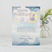 可愛い小さなマウスが彼の道の男の子の赤ちゃんシャワー サンキューカード (スタンド正面)