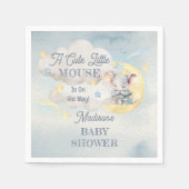 可愛い小さなマウスが彼の道の男の子の赤ちゃんシャワー スタンダードカクテルナプキン (正面)