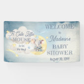 可愛い小さなマウスが彼の道の男の子の赤ちゃんシャワー 横断幕 (横)